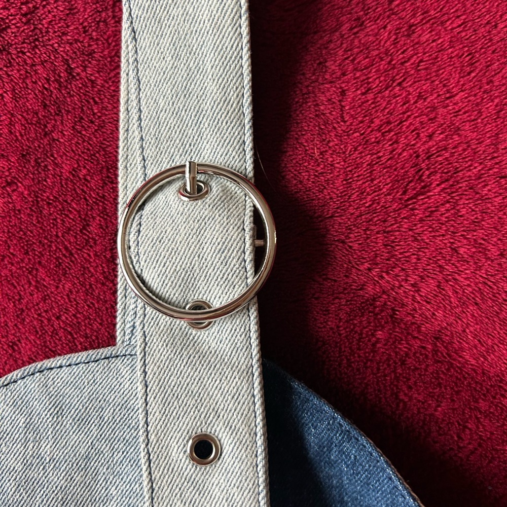 Lazy Oaf Two-Tone Blue Denim Bustier Top - Picture 3 of 8